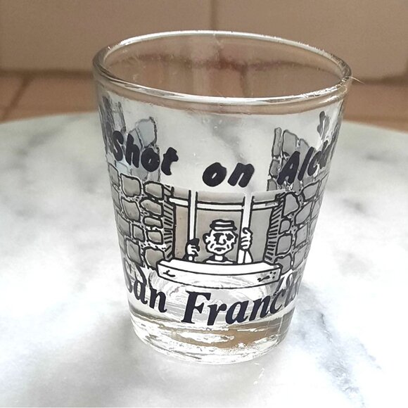 Vintage Shot Glass Big Shot on Alcatraz San Francisco Cartoon Tourism Barware 19 - Picture 4 of 7